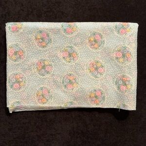 Vintage flocked sheer blue floral fabric